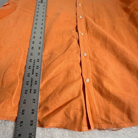 Eddie Bauer Mens Orange Geo Short-Sleeve Button-Up Shirt XL Linen Cotton Outdoor - Picture 8 of 8
